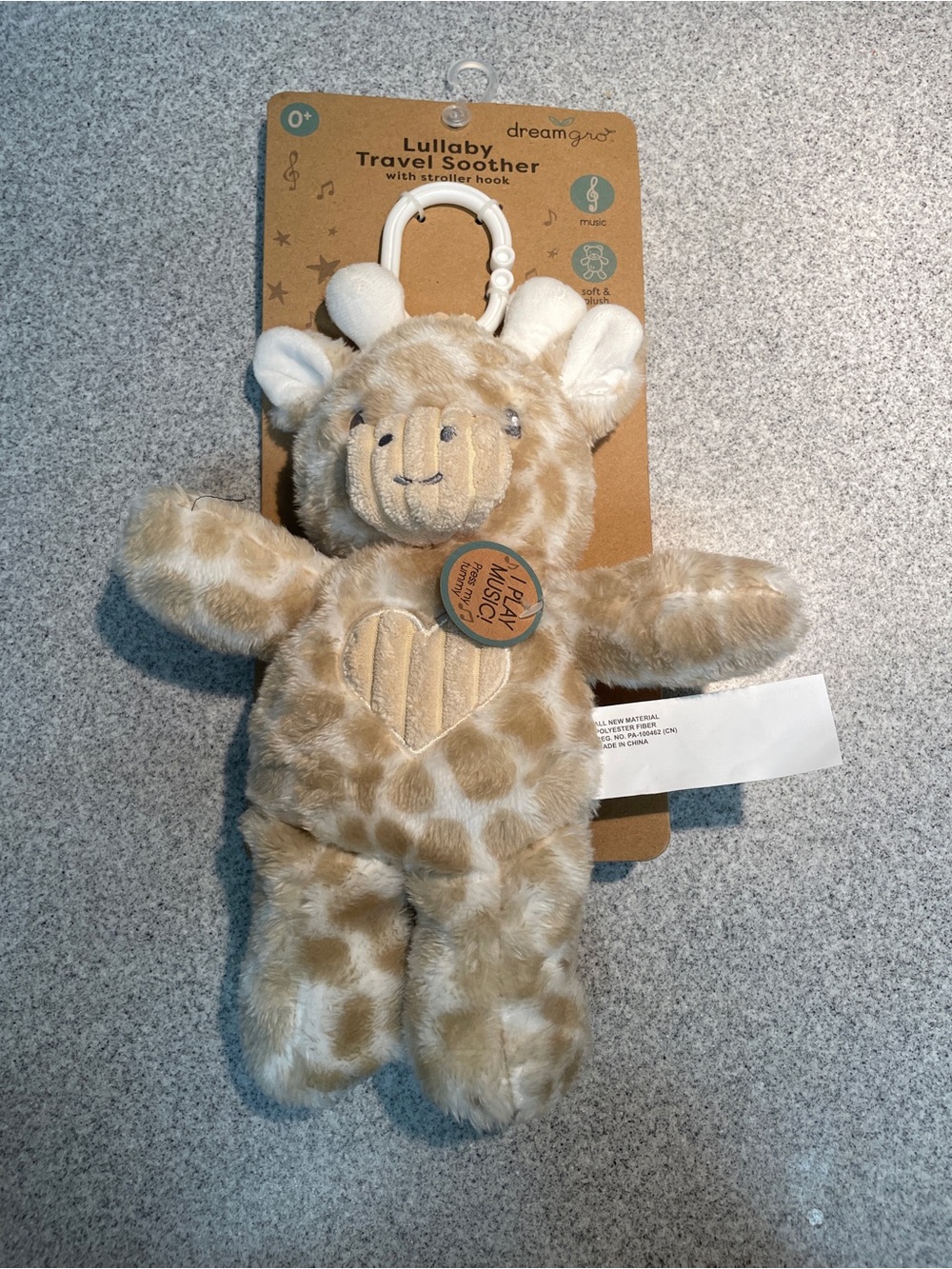 Beige Giraffe Lullaby Travel Soother - Plush Musical Comfort Toy